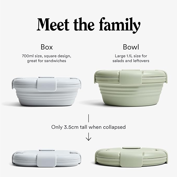STOJO Collapsible Sandwich Box – 24oz, Reusable Food Storage Container, Silicone Bowl for Hot/Cold Food – Meal Prep, Lunch, Camping, Hiking – Dishwasher Safe (Set of 1, Cashmere)