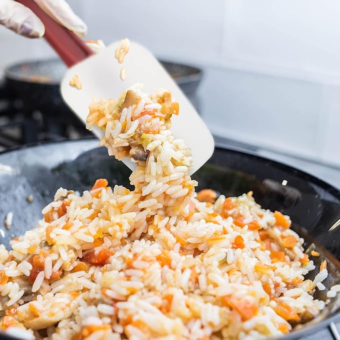 Silicone Rubber Spatula Set of 3, High Heat, Commercial (2 Spoonula + 1 Scraper, 9.5 Inches)