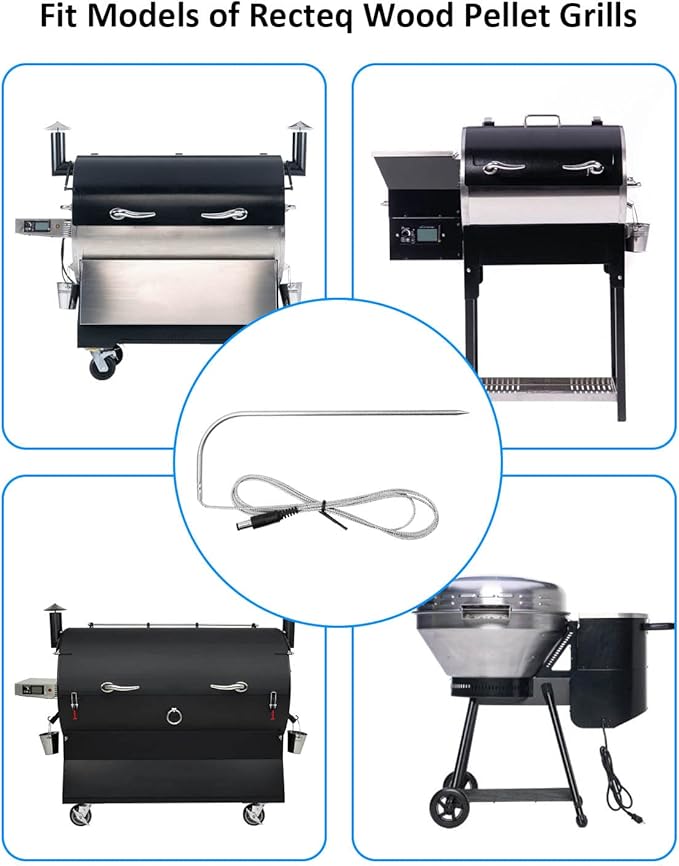 2 Pack Temperature Meat Probe Replacement Fits for Rec tec Wood Pellet Grill, Recteq Grill Accessories, with 2 BBQ Thermometer Probe Holder Clip