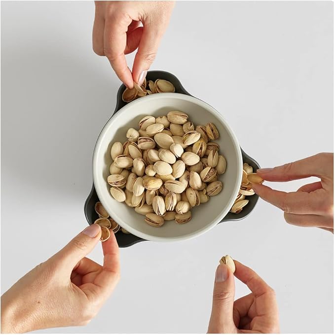 Joseph Joseph Double Dish Pistachio and Snack Serving bowl with Food Waste Compartment, BPA-Free - Grey