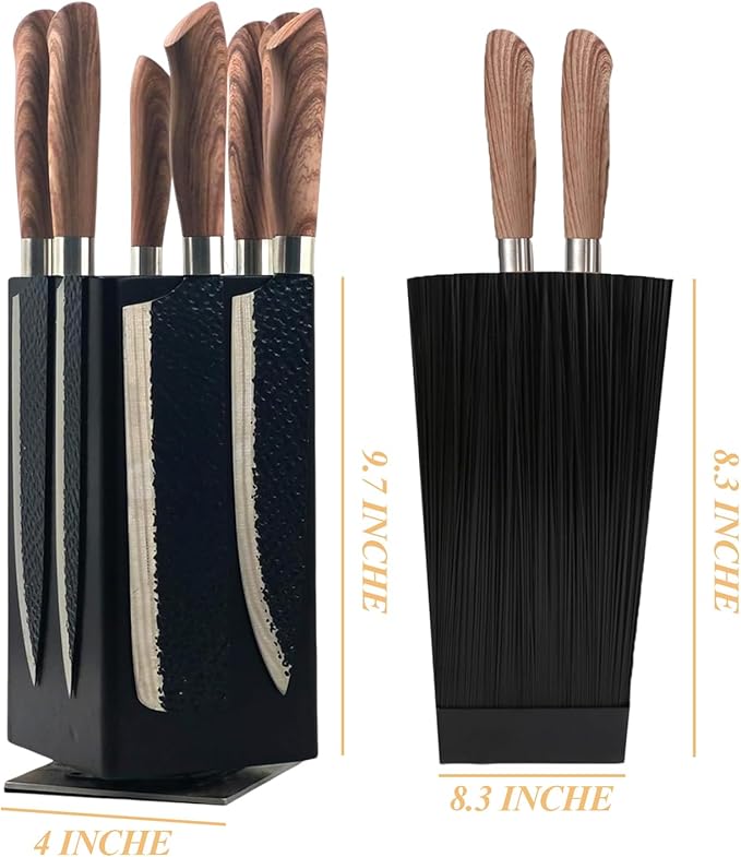 Resafy Magnetic Knife Wooden Block Black 360 Rotatable Knife Holder Rack Magnetic Stands with Strong Enhanced Magnets Kinves Strip