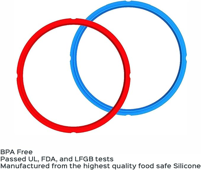 Instant Pot 2-Pack Sealing Ring 8-Qt, Inner Pot Seal Ring, Electric Pressure Cooker Accessories, Non-Toxic, BPA-Free, Replacement Parts, Red/Blue