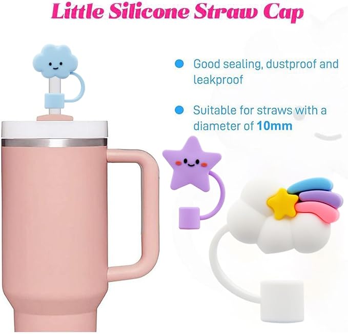 Straw Cover Cap for Stanley Cup,Silicone Straw Topper 10 mm 0.4 in Reusable Straw Tips Lids,Straw Tip Covers for Stanley Cups Accessories