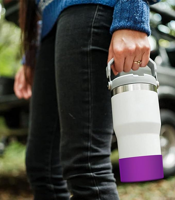 Upgrade 2PCS Protective Silicone Boot Bumper for Stanley Quencher Adventure 40oz 30oz IceFlow 20oz 30oz Tumbler, Water Bottle Bottom Sleeve Cover Accessories for Stanley Mug Cup(DarkMagenta)