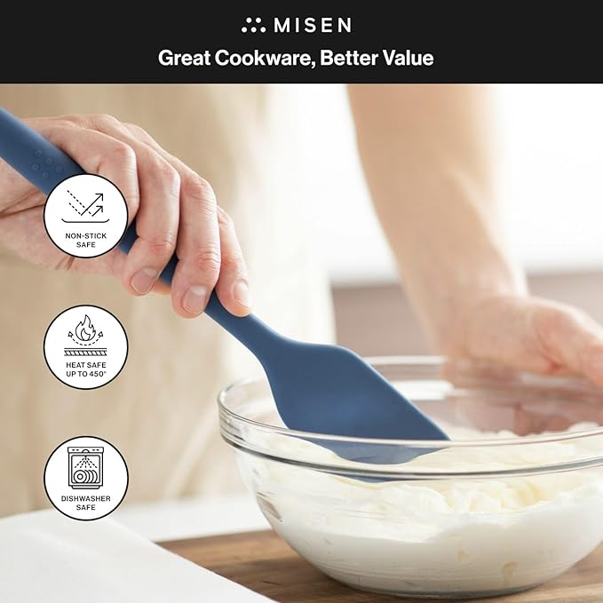 Misen Spatulas - Stainless Steel Fish Spatula and Nonstick-Safe Silicone Spatuala - Blue