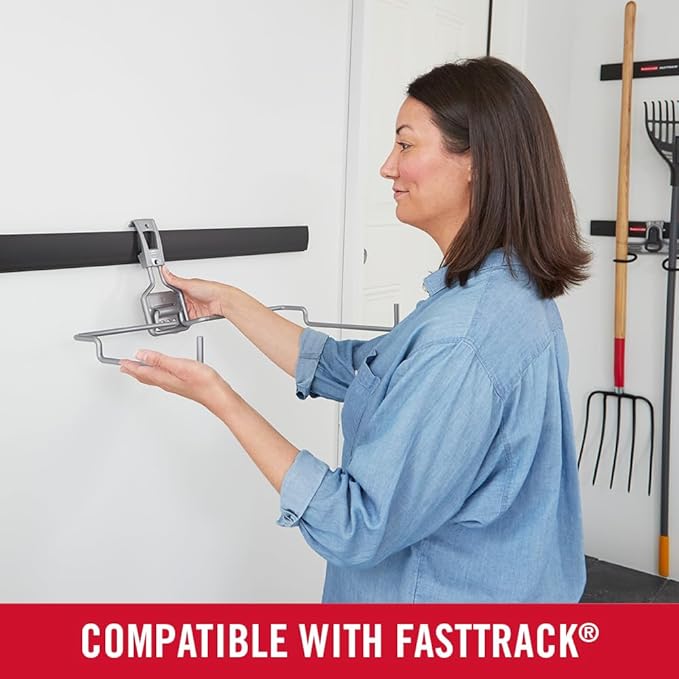 Rubbermaid Garage Fasttrack Recycling Bin Wall Mounted Recycling System Holds up to 50 pounds Blue/Satin Nickel for Home/Garage