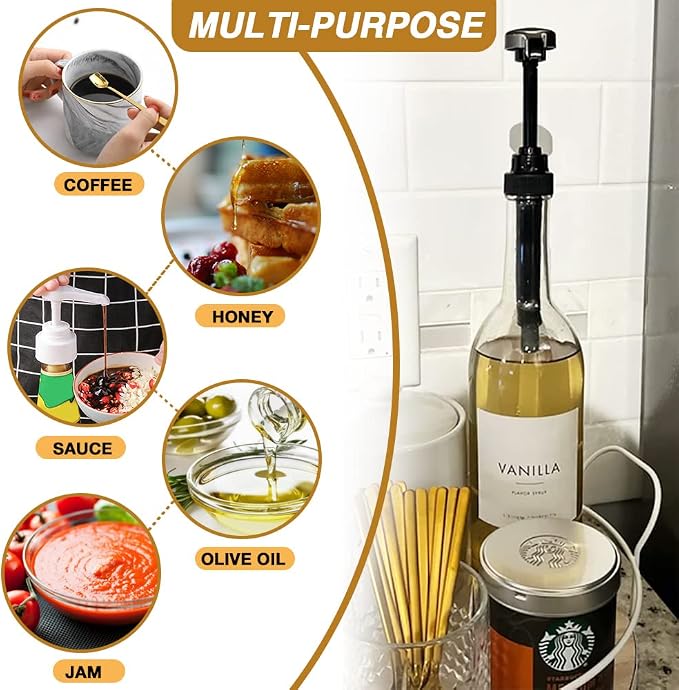 12 Packs Coffee Syrup Pump Dispenser, Fits 25.4 Oz/750ml Coffee Flavoring Syrup - Image 7