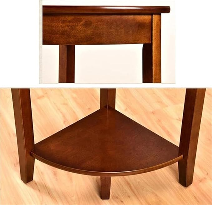 Corner Tables Compact Triangle Solid Wood Side Table Corner Shelf Unit - Image 6