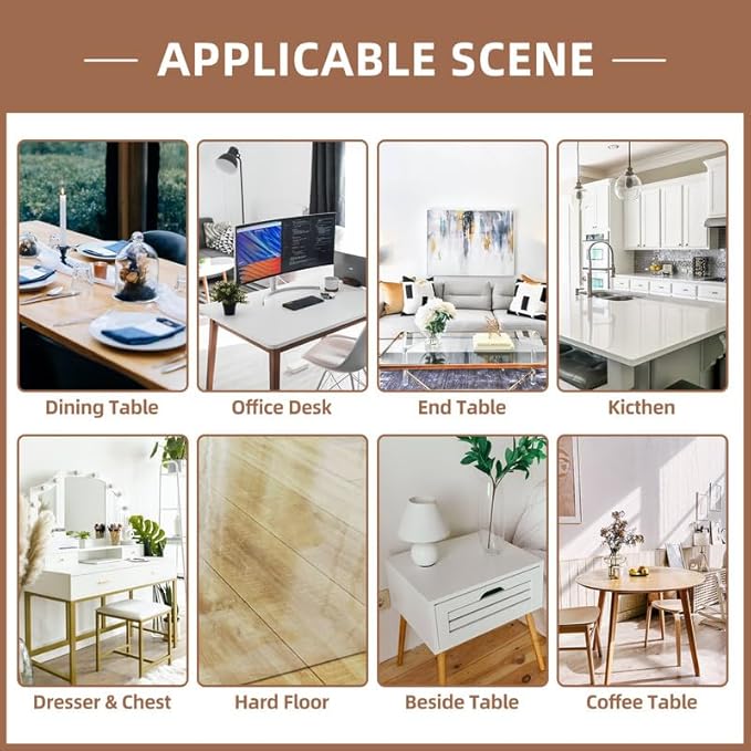 Warmstar Clear Table Cover Protector 30 x 30 Inch,1.5mm Thick Plastic Table Cover Rectangle,PVC Clear Table Protector,Desk Protector Mat for Kitchen, Dresser, Writing Desk,Dining Room Table