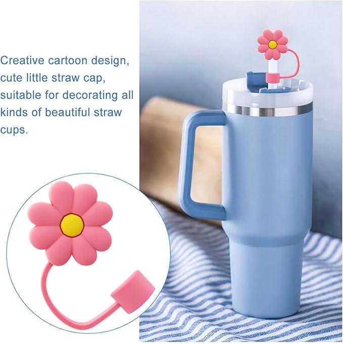 Straw Cover Cap for Stanley Cup,Silicone Straw Topper 10 mm 0.4 in Reusable Straw Tips Lids,Straw Tip Covers for Stanley Cups Accessories