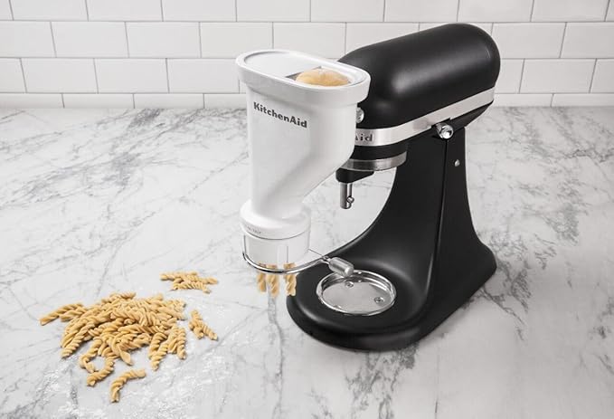 KitchenAid Ksmpexta Gourmet Pasta Press Attachment with 6 Interchangeable Pasta Plates, White