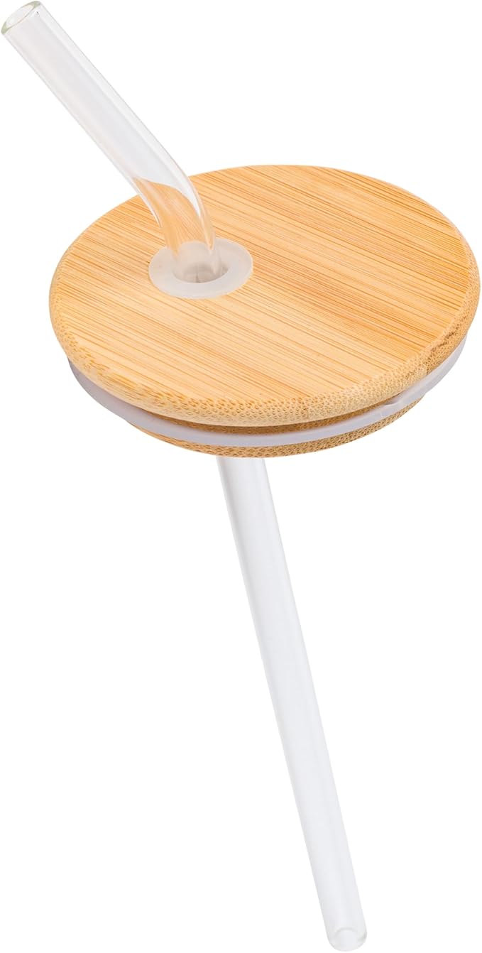 Silver Buffalo Sanrio Hello Kitty Leopard Print Glass Tumbler with Bamboo Lid and Glass Straw, 16 Ounces