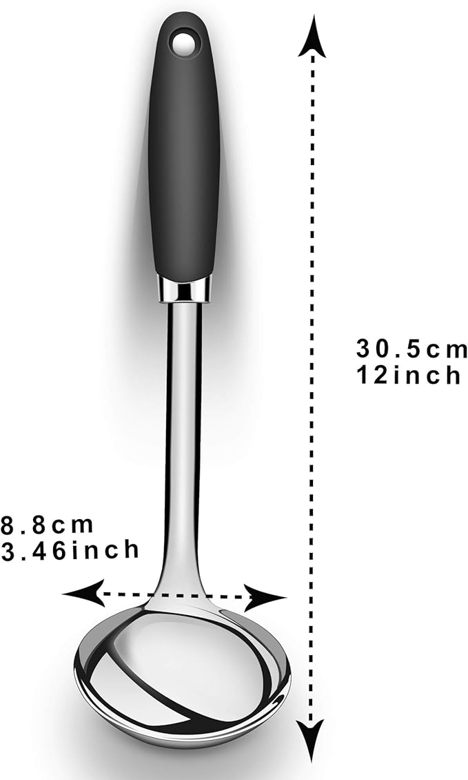 Brushed Stainless Steel Non-Slip Ergonomic Handle Ladle