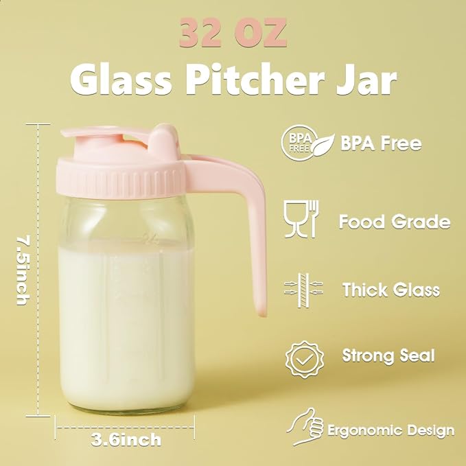 32oz Glass Pitcher with Lid & V-shaped Pour Spout - Image 6