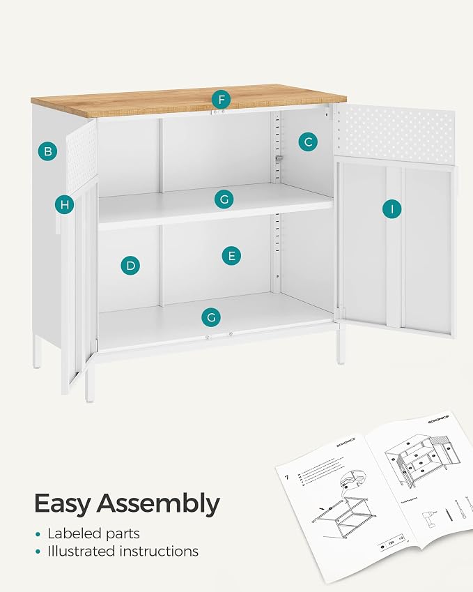 SONGMICS Set of 2 Storage Cabinets, Metal Cabinet, Sideboard - Image 9