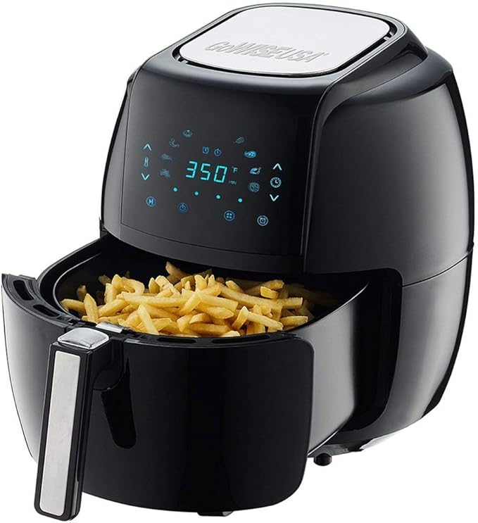 GoWISE USA GWAC22003 5.8-Quart Air Fryer with Accessories, 6 Pcs, and 8 Cooking Presets + 100 Recipes (Black), Qt