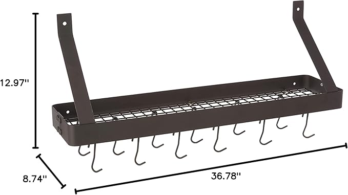 Cuisinart CRBS-36MBK Chef's Classic 37-Inch Rectangular Wall-Mount Bookshelf Rack, Matte Black