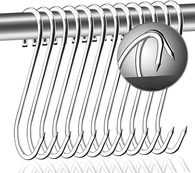 ARTOYS Meat Hooks 4'' 4mm, SUS304 Stainless Steel Butcher's Hook(10Pack), Meat Hook for Smoker, Drying, Butchering, Smoking, BBQ, Grilling,Jerky.