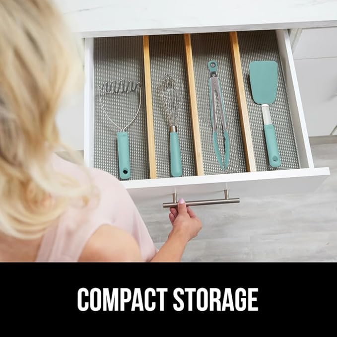 GORILLA GRIP Stainless Steel Heat Resistant Kitchen Tongs for Cooking, 9 + 12 Inch, Set of 2 BBQ Tong, Non Scratch Silicone Tip for Pan, Strong Grip, Grab Food, Toss Salad, Air Fryer, Pull Lock, Mint