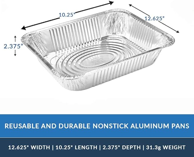 Nicole Home Collection Aluminum Pans With Lids Half Size 9x13 Extra Heavy Duty, Disposable Foil Pans For Baking (25 Sets)