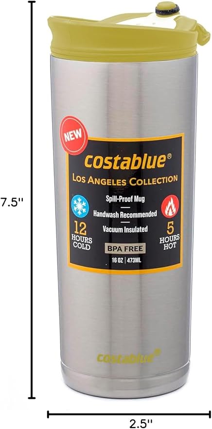 Travel Coffee Mug - 16 Oz. Stainless Steel Insulated Coffee Mug, Leak Proof Tumbler w/Dishwasher Safe Lid, Double Wall Travel Coffee Cup, Reusable Insulated Tumbler for Hot & Cold Beverages…