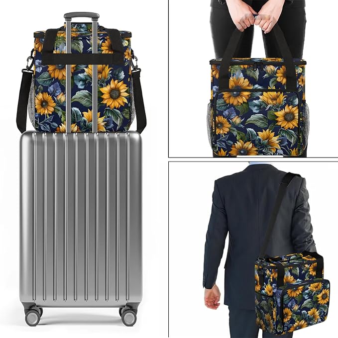 Yellow Sunflower Coffee Maker Carring Bag, Large Insulated Storage Organizer - Image 7