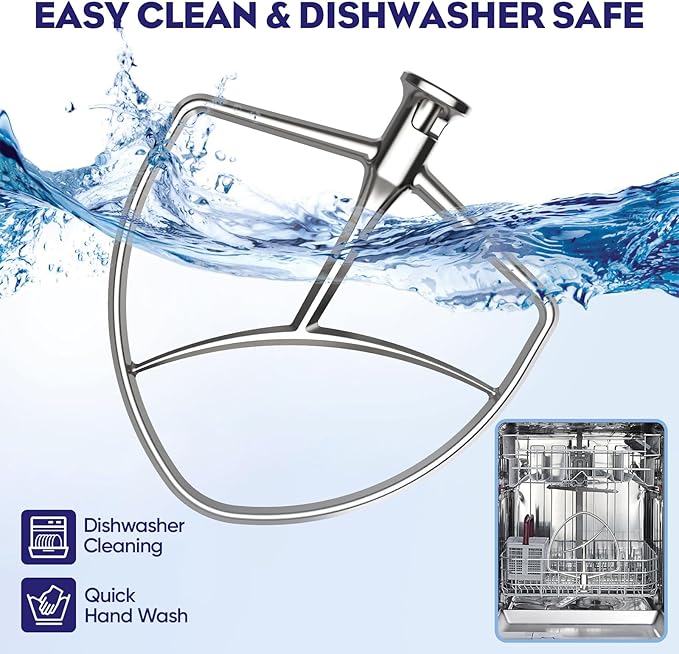 Stainless Steel Flat Beater for KitchenAid 5Plus-6Qt Bowl-Lift Stand Mixer, Paddle Attachment for Kitchenaid Mixer, Heavy Duty and Dishwasher Safe