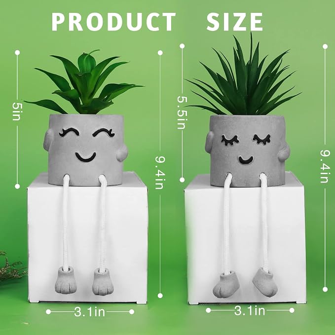Zerzsy Faux Succulents in Cement Pots - Image 9