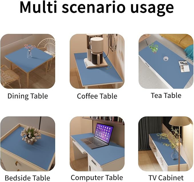 Leather Table Cover,1.8mm Thick,30x48 Inch Desk Cover,Large Desk Mat,Table Protector,Table Cover Protector,Table Top Protectors for Wood,Desk Writing Mat(Grayish Blue+Dark Green,30x48)