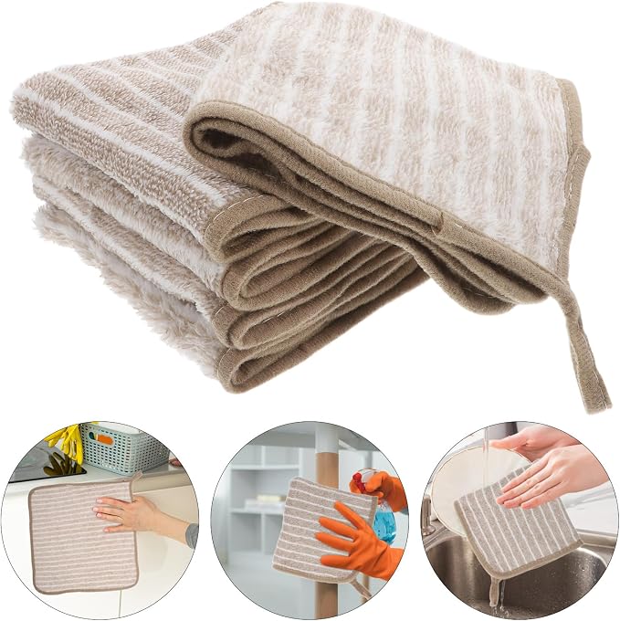 10pcs Large Coffee Brown Kitchen Dishcloths Soft Absorbent Wash Cloths - Image 9