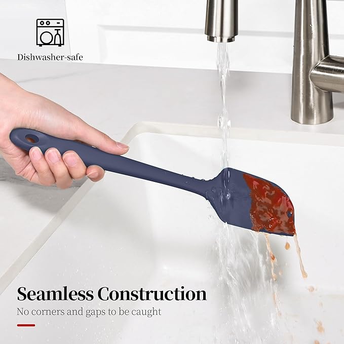 600ºF Heat Resistant Spatula, 11.34 inch High Heat Food Safe Semless Kitchen Silicone Scraper for Cooking Baking Mixing Scraping Stirring Nonstick Cookware Pan Bowl (Midnight Blue)