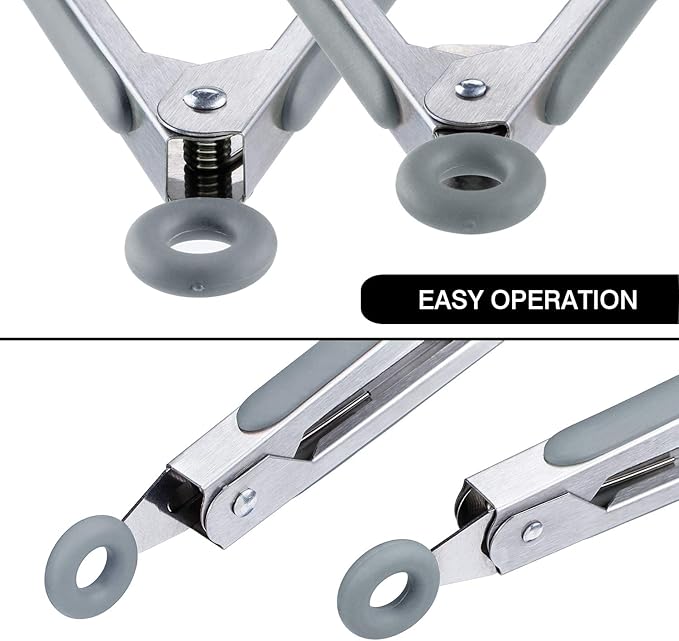 MSY BIGSUNNY Kitchen Food Tongs - 7" Mini Silicone Serving Tongs - Set of 3 (Gray)