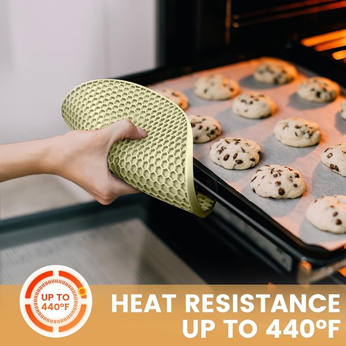 Silicone Trivet Mats 4 Heat Resistant Pot Holders Multipurpose Non-Slip Hot Pads for Kitchen Potholders, Drying mat, Jar Opener, Spoon Holder, Coaster(Nordic Rice)