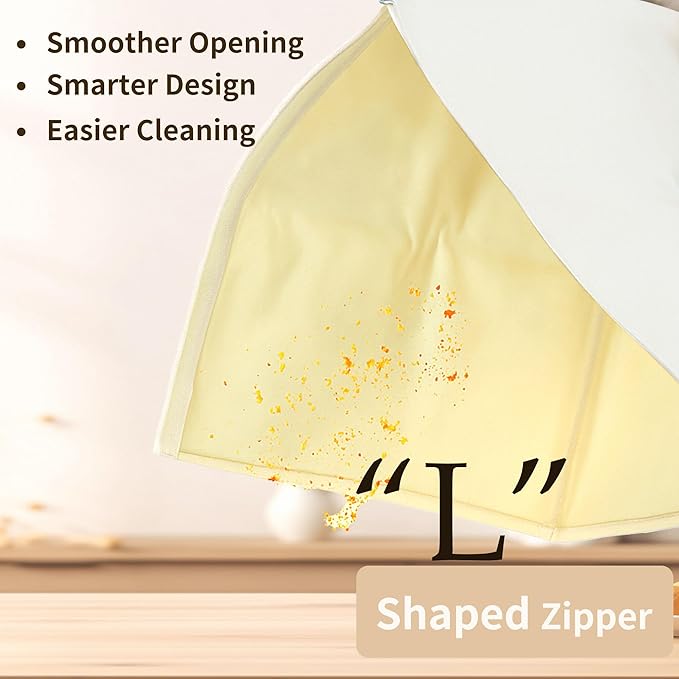 Wide Zipper Access Cotton &Beeswax Bags for Homemade Bread 2 Pack XL Reusable Beeswax Bread Bags for Homemade Bread Freezer Organic Cotton Food Storage Bags to Keep Fresh