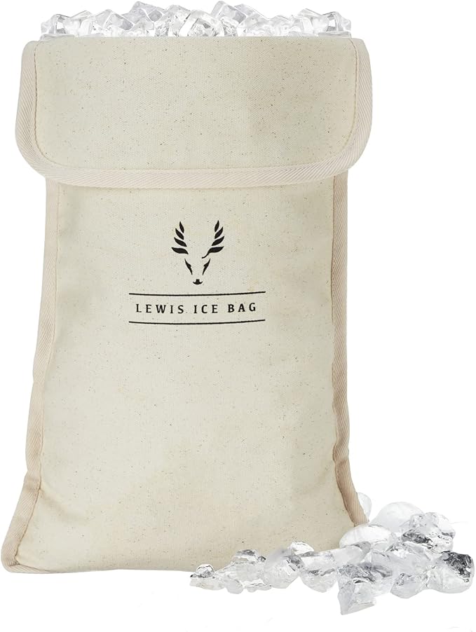 Viski Bartender’s Lewis Ice Bag - Extra Large Professional Grade Canvas Ice Crushing Bag with Reinforced Seams for Chilled Cocktails - 10″ x 18″ Set of 1 Natural