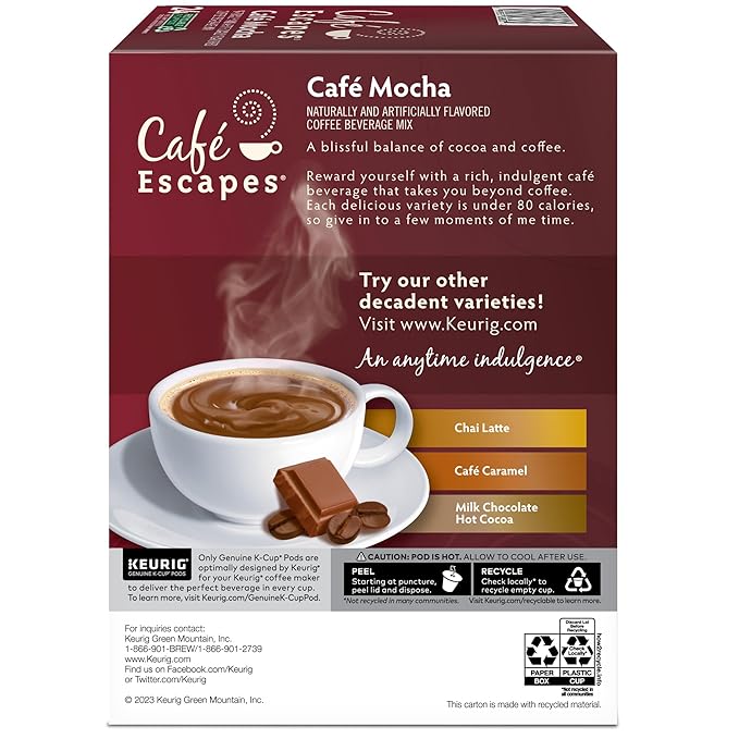 Cafe Escapes Cafe Mocha Keurig Single-Serve K-Cup Pods, 96 Count