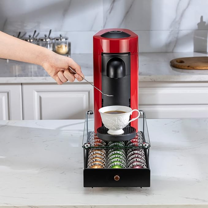 ZCDCP Nespresso Vertuo Pod Holder Coffee Capsule Holder Drawer Black 30 Pods - Image 6