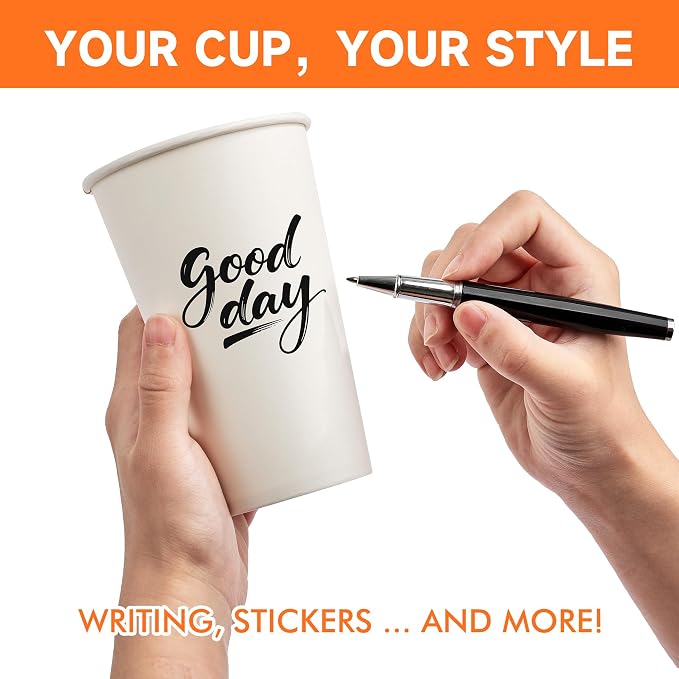 METAPRINT 100 Pack 16 oz Disposable Coffee Cups - Image 8