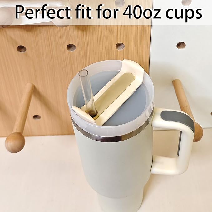 40 OZ Tumbler Lid Replacement Fit for Stanley Cup, 2 Pack Clear Replacement Lids Fit for Stanley Travel Tumbler, Spill Proof Tumbler Covers for Stanley Cup Accessories (Opaque - Cream)