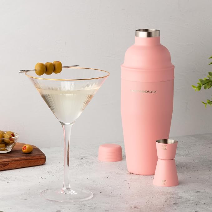Modern Mixology 24oz Matte Pink Cocktail Shaker Set – Bartender Essentials - Image 6