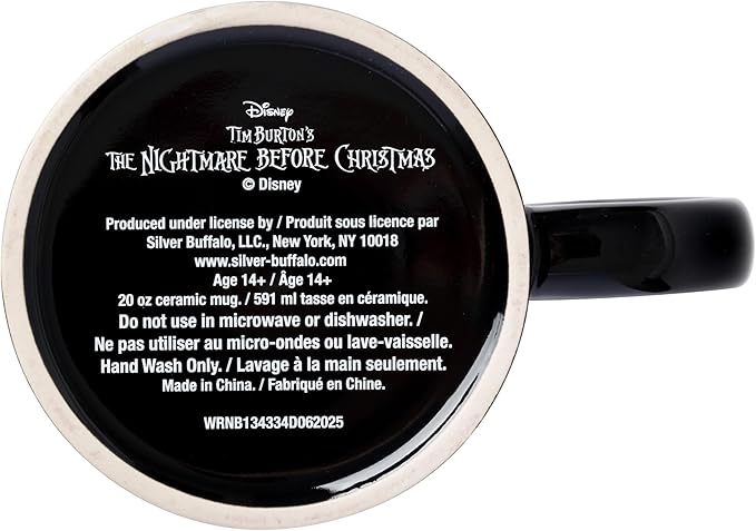 Silver Buffalo Disney Tim Burton's The Nightmare Before Christmas Jack Skellington Face What a Wonderful Nightmare Glow in the Dark Ceramic Mug, 20 Ounces