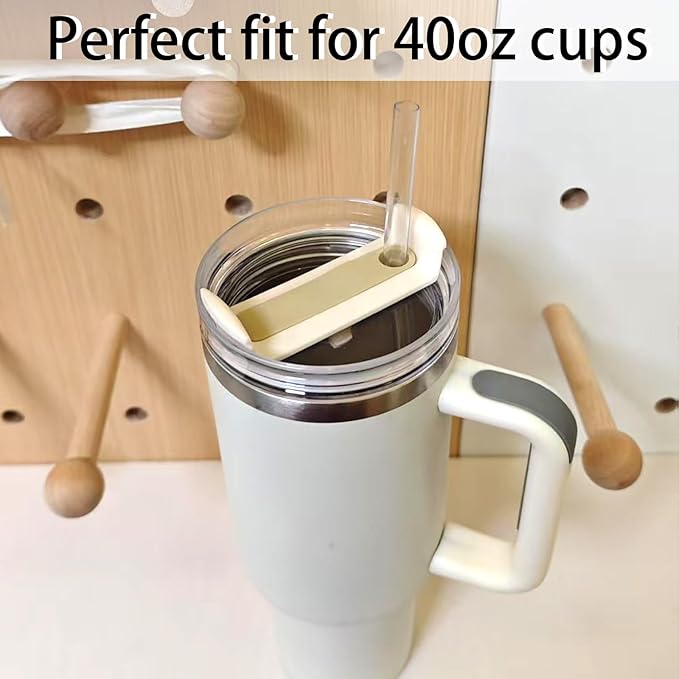40 OZ Tumbler Lid Replacement Fit for Stanley Cup, 2 Pack Clear Replacement Lids Fit for Stanley Travel Tumbler, Spill Proof Tumbler Covers for Stanley Cup Accessories (Clear - Cream)
