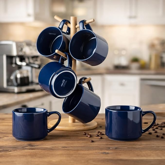 GBhome 14 OZ Coffee Mugs Set of 6, Stackable Ceramic Mugs - Image 9