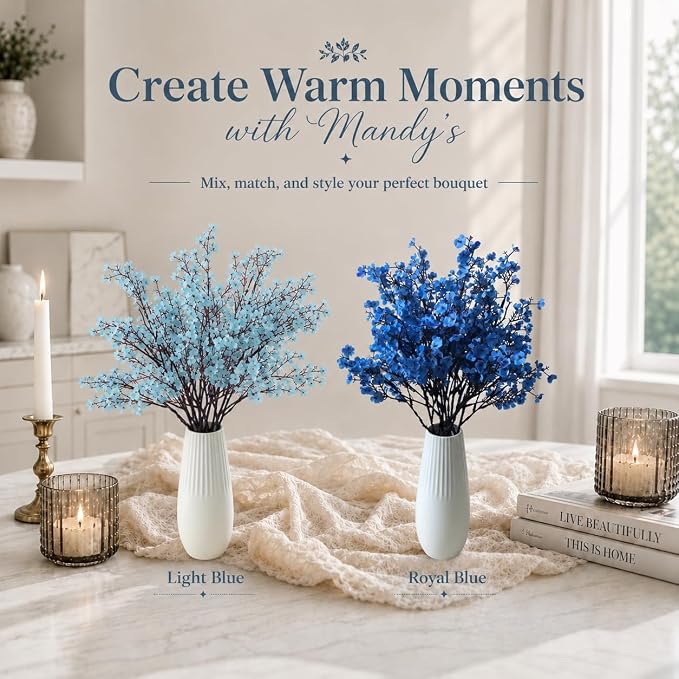Mandy's 6 Bundles Artificial Royal Blue Baby’s Breath Flowers | 18.5 Inch Silk - Image 9