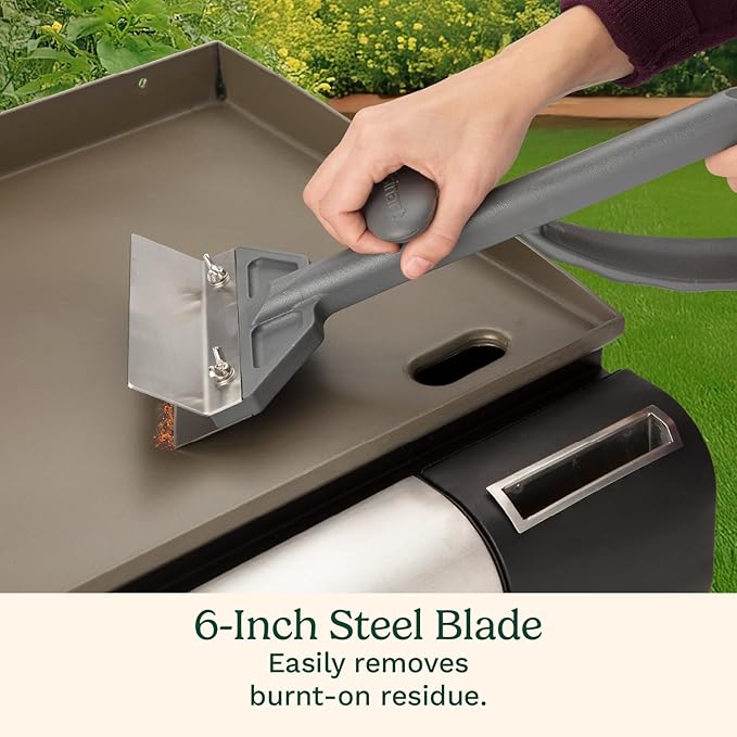 Cuisinart Heavy Duty Griddle Scraper, 6-inch Stainless Steel Blade with Splash Protection and Ergonomic Handle, Great Griddle Accessory Flat Top Grill Scraper BBQ Tool for Outdoor Cleaning