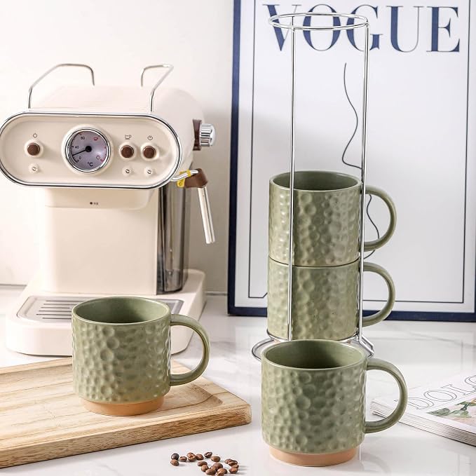 Nihow Ceramic Coffee Mug Set of 4, 16OZ Stackable Coffee Mug Set - Image 7