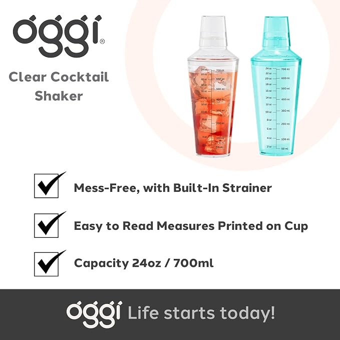 OGGI Clear Cocktail Shaker - 24 oz / 700 ml - Image 7