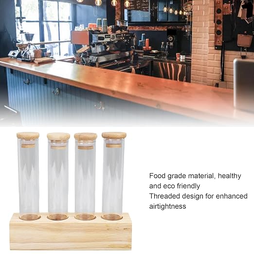 Coffee Bean Jars Canisters Solid Wood Base Airtight Storage Containers Single - Image 9