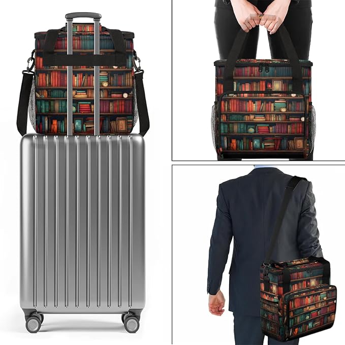 Bookshelf Coffee Maker Carring Bag, Large Insulated Storage Organizer Case Tote - Image 7