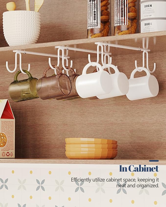 Luckinow Mug Hooks Under Cabinet 3 Pack, Coffee Cup Hooks - Image 7
